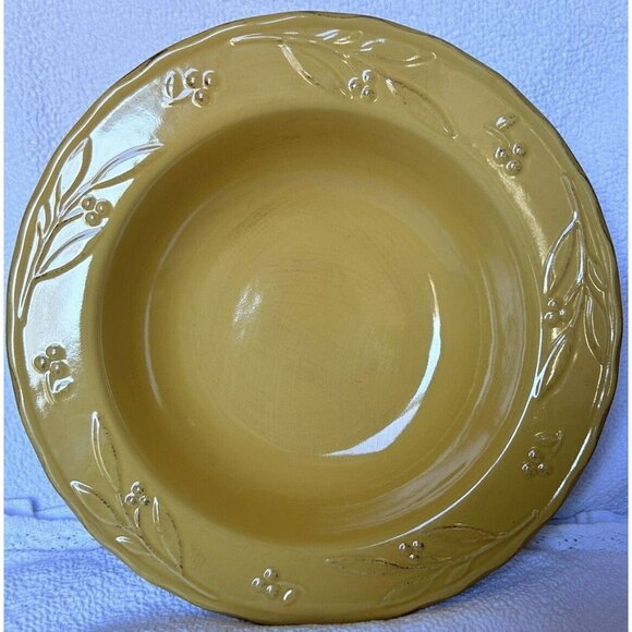 Swiss Colony Occasions Serving Bowl Large 13 1/4” Mustard New In Box Wide 2” Rim - Picture 1 of 16